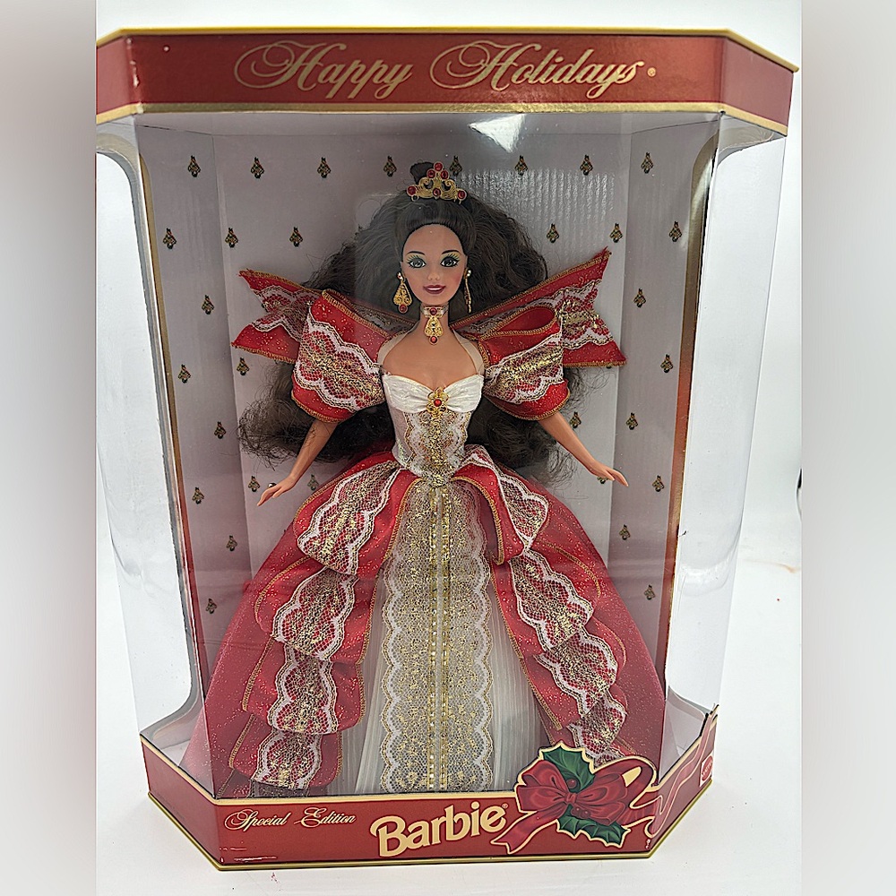 BARBIE Happy Holidays 1997 Special Edition Doll Brunette 10th Anniversary Doll